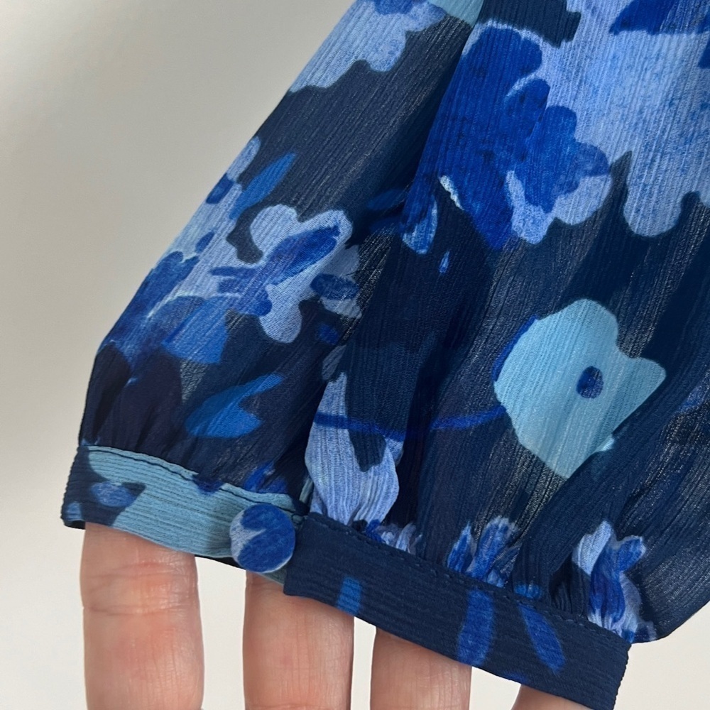 NEW J.Crew‎ Size 2 Watercolors Begonia Blue Floral Faux Wrap Midi Dress - Picture 13 of 16